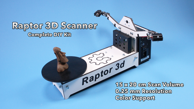 Raptor 3D scanner color printer full 360 diy kit.jpg
